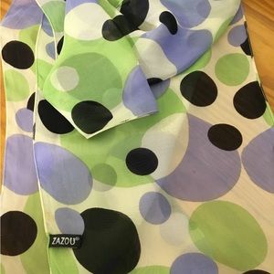 Lavender, green & black Polka dot scarf by Zazou